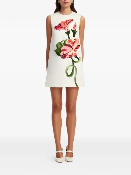 Rochie mini Leo Lin cu model floral de costum mini alb