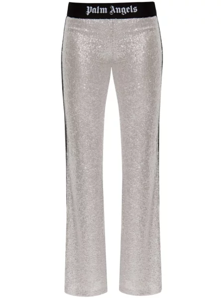 Pantaloni Palm Angels cu paiete argintiu