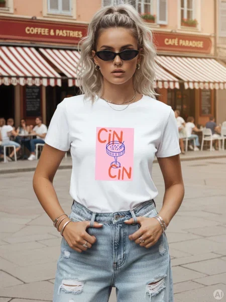 T-shirt z nadrukiem Dstreet biały