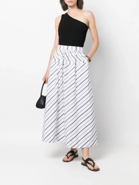 Midi sijonas Tory Burch iki kelių balta