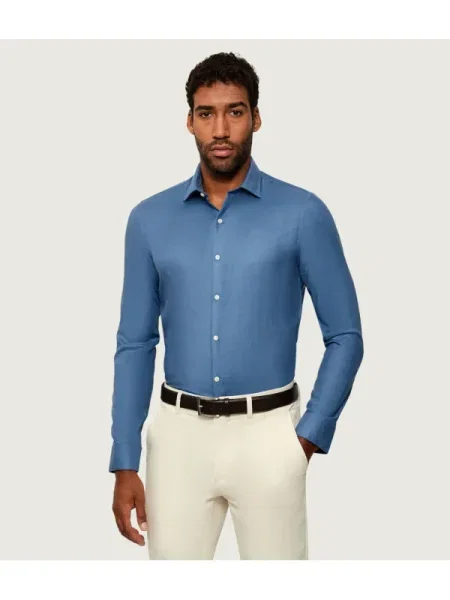Calvin Klein Cămașă cu adaos de lână albastru