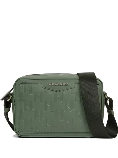 Geantă crossbody Karl Lagerfeld K/Monogram din piele verde