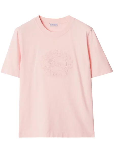 Tricou Burberry cu broderie roz