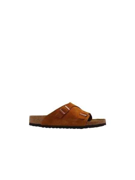 Klapki Birkenstock zamszowe brązowe
