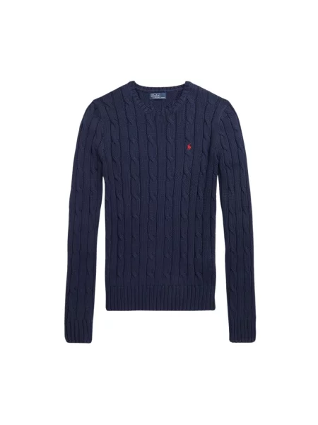 Sweter o kroju slim fit z czystej bawełny Polo Ralph Lauren granatowy