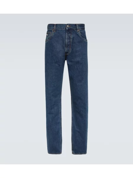 Ravne kavbojke Prada z nizkim pasom modra