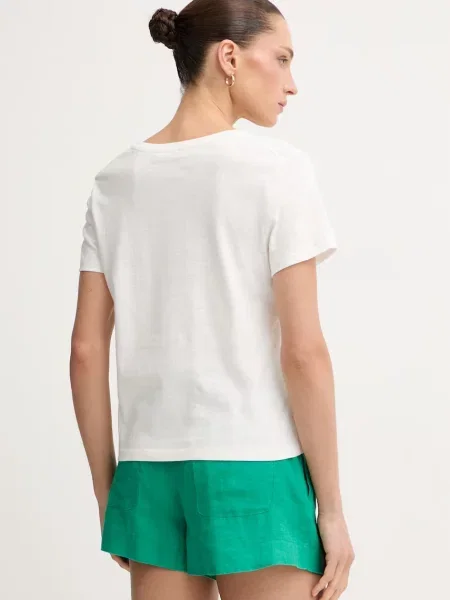 Tommy Hilfiger T-shirt z lnem beżowa