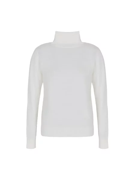 Sweter z golfem Armani Exchange wełniany z logo do golfa biały