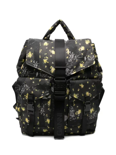 Rucsac Ganni cu model floral cu imagine negru