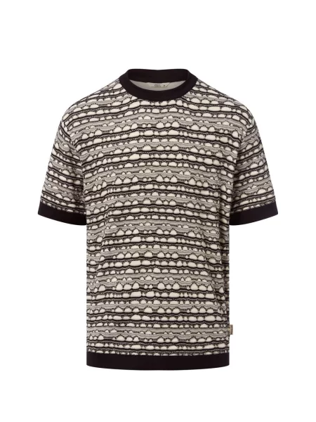 Redefined Rebel koszula z dzianiny RRRocco Mężczyźni Sztuczne włókno czarny|biały wypukły wzór tkaniny S biała