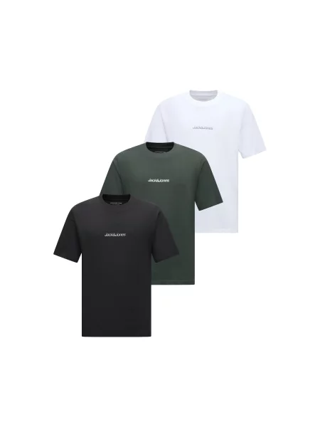 JACK & JONES Tricou JCOECHO verde închis / negru alb