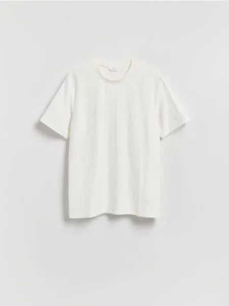 Reserved Tricou regular fit din structurat alb