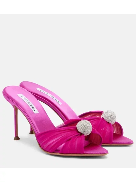 Satenaste mules Aquazzura roza
