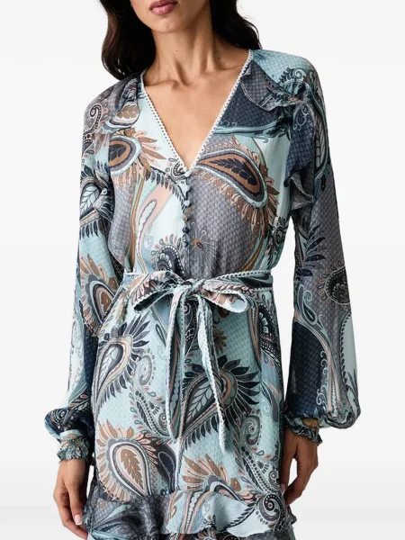Rochie mini Guess cu imagine cu model paisley albastru