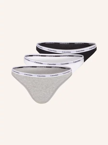 Stringi z elastycznym pasem w zestawie 3 szt. Calvin Klein białe