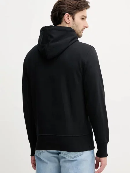 Mikina Calvin Klein Jeans s kapucí s potiskem černá
