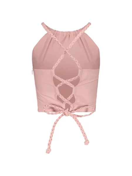 Top Red Valentino s vezicama s čipkom upletena crvena