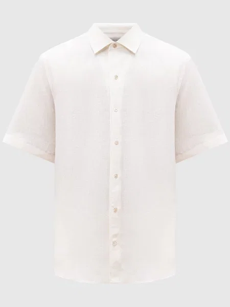 Сорочка з льону з логотипом Agnona біла