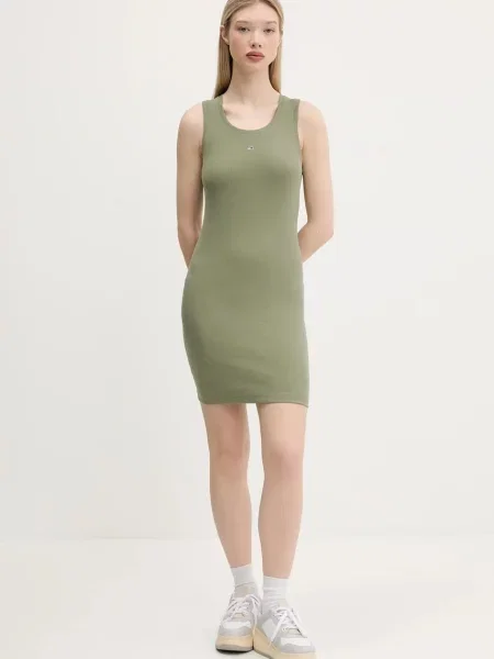 Tommy Jeans sukienka mini dopasowana zielony