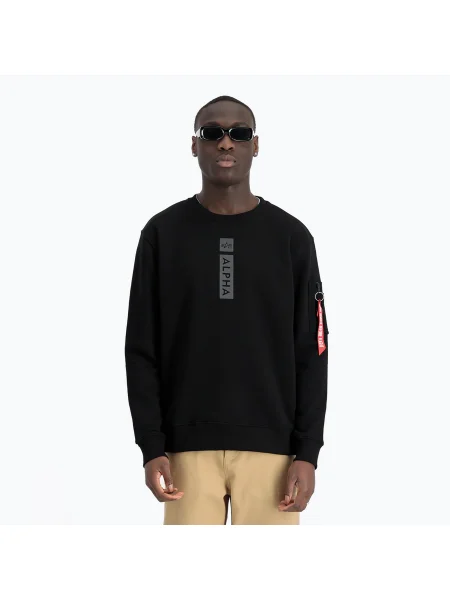 Pulover Alpha Industries cu imagine negru