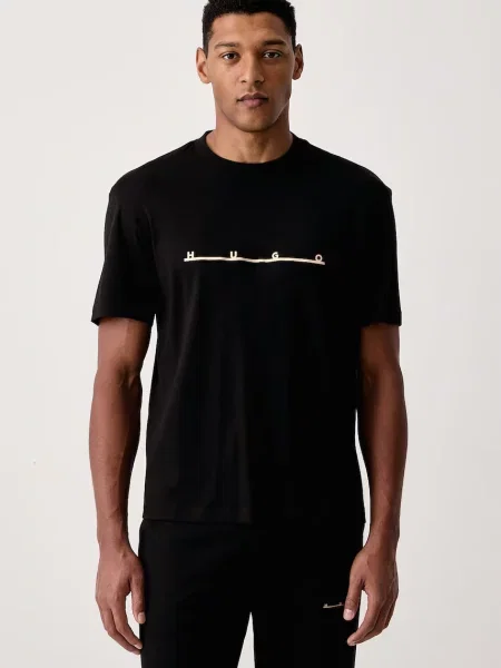 HUGO Tricou Datrik | Relaxed fit negru