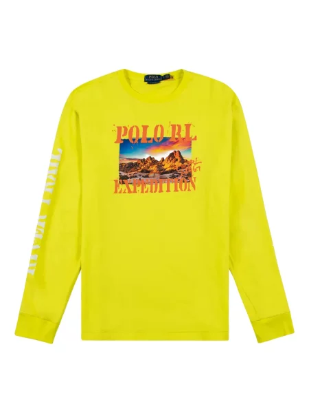 Pletena dugo majica Polo Ralph Lauren s okruglim izrezom plava