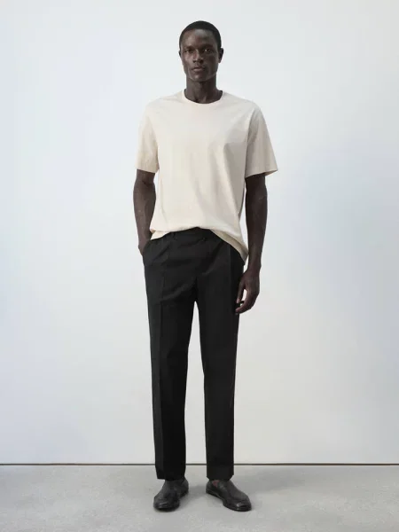 Koszulka regular fit g/m² jasny / pastelowy Mężczyzna M MANGO MAN szary