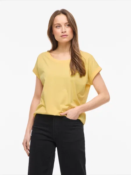 VILA Tricou VIDREAMERS auriu galben