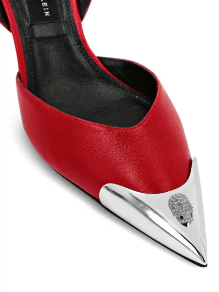 Pantofi cu toc Philipp Plein slingback roșu