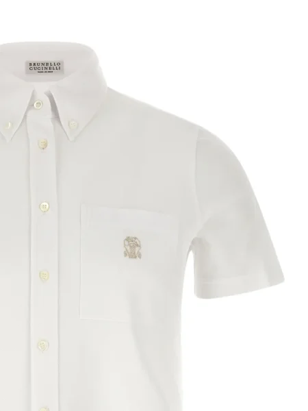 Cămașă Brunello Cucinelli cu broderie alb