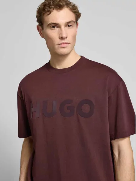 HUGO t-shirt Dinkee bordowa