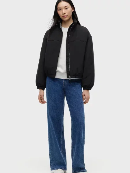 Джинсова куртка Tommy Jeans з високим коміром чорна