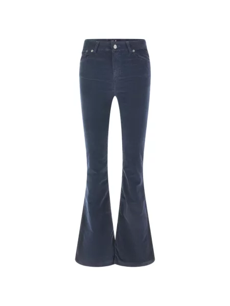 Pantaloni Lois Jeans de catifea cord evazate albastru