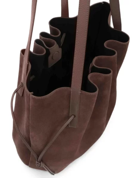 Geantă shopper Yuzefi din piele de căprioară maro