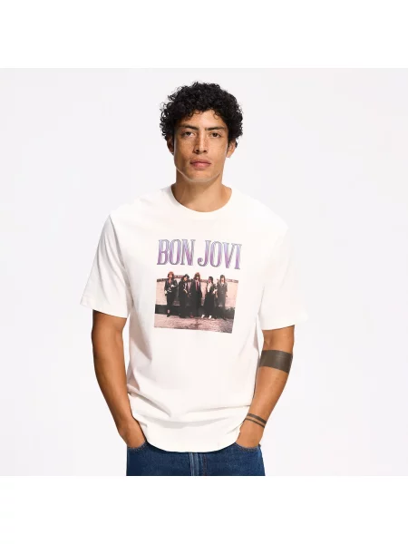 Reserved Tričko Bon Jovi krémová