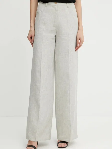 Forte Forte pantaloni din amestec de in lat high waist my pants bej