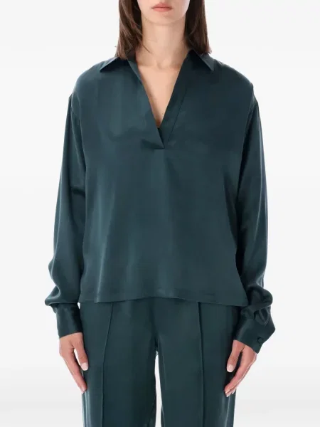 Tricou polo Tom Ford cu broderie din satin verde