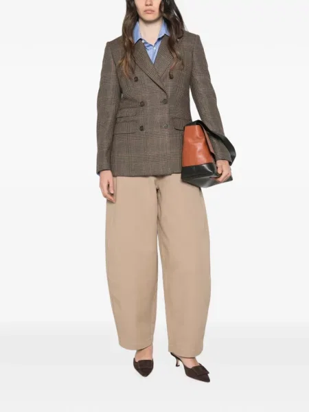 Kostkované dvouřadé sako Max Mara hnědé