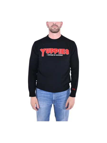 Sweter Mc2 Saint Barth z okrągłym dekoltem elegancki czarny