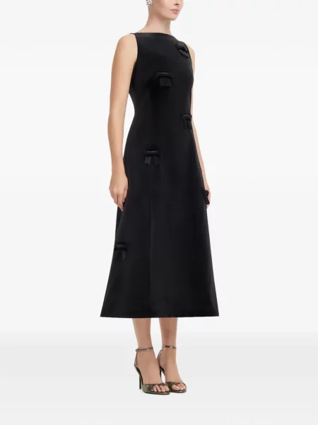 Rochie midi Leo Lin cu funde de catifea negru