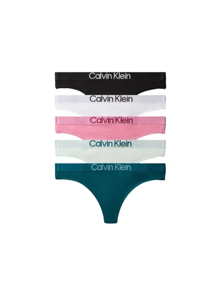 Calvin Klein Underwear Tanga petrolejová / pastelově zelená / světle růžová / černá bílá