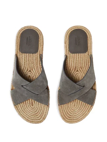 Sandale Zegna din piele de căprioară gri