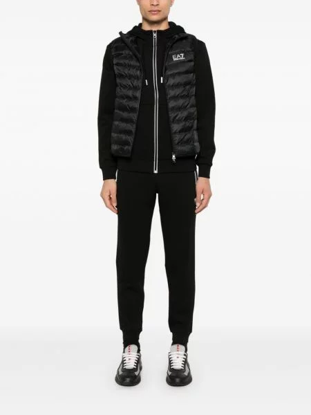 Суичър с качулка Ea7 Emporio Armani с автограф черно