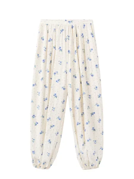 MANGO Pantaloni COYA albastru / albastru deschis / verde deschis alb