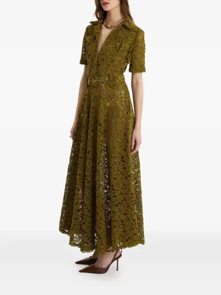 Maxi rochie maxi Moos Studio din dantelă de costum verde