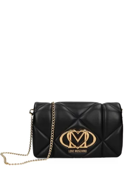 Geanta crossbody Love Moschino cu autograf negru