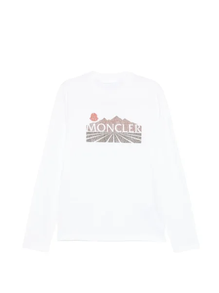 Grafic tricou Moncler lung alb