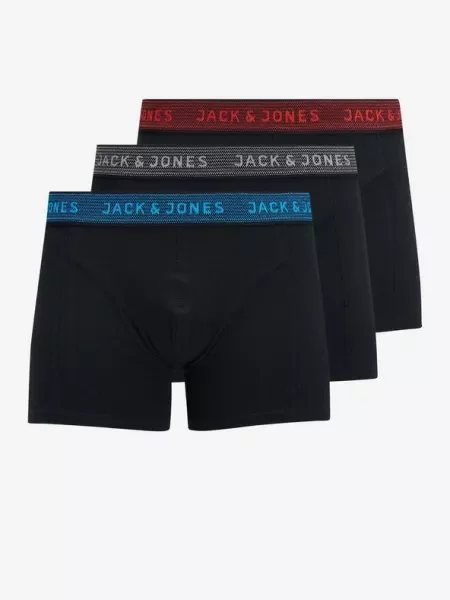 Jack&Jones Σετ μποξεράκια 3 τμχ Waistband μαύρο