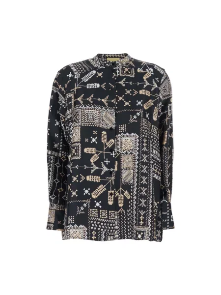 Wielobarwność koszula Momoni z nadrukiem ze stójką