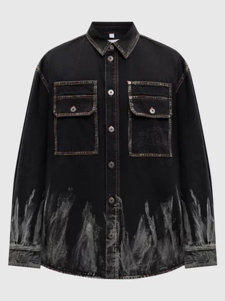 Джинсова сорочка з принтом Off-white чорна